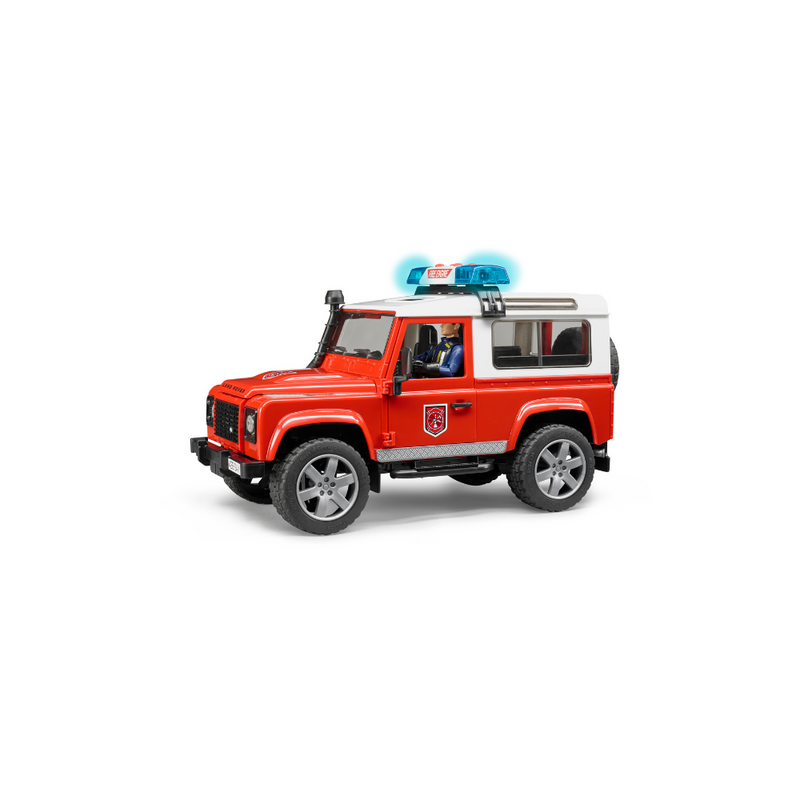 Bruder Land Rover Defender Station Wagon Pompieri, luci e suono e pompiere